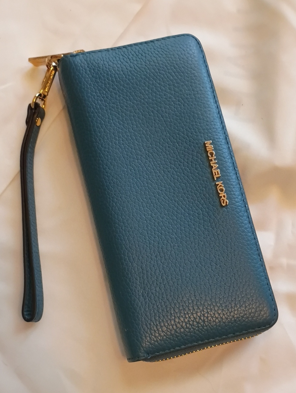 Michael Kors Teal Blue Zip-Around Wristlet Wallet